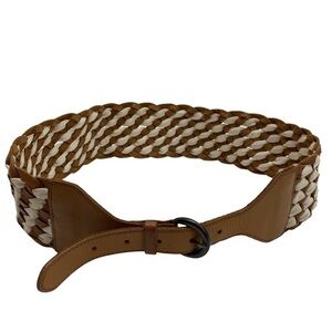 HOLLISTER Womens Belt Wide Leather Belt Tan Brown/Natural S/M